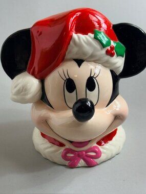 Vintage Minnie Mouse Music Box Figurine Walt Disney Christmas Jingle All Way Hat